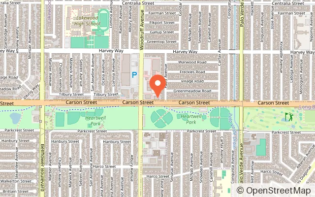 Map showing Kidz Town Indoor Playground in Lakewood, CA