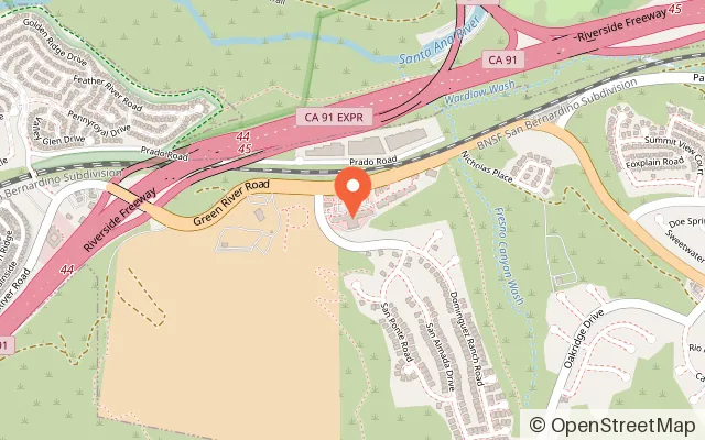 Map showing Romp-o-Rama in Corona, CA