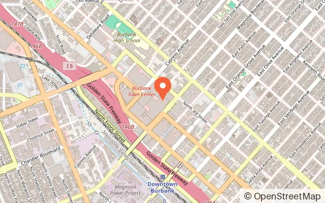 Map showing Round1 Bowling & Arcade - Burbank in Burbank, CA
