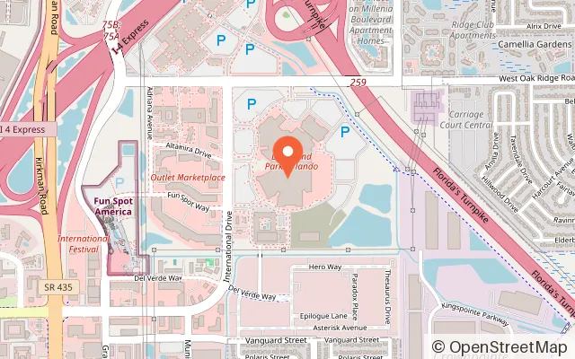 Map showing Arcade Orlando at Dezerland Park Orlando in Orlando, FL