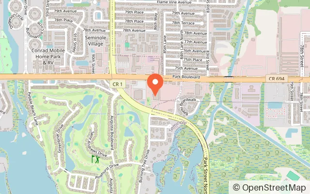 Map showing Seminole Lanes in Seminole, FL