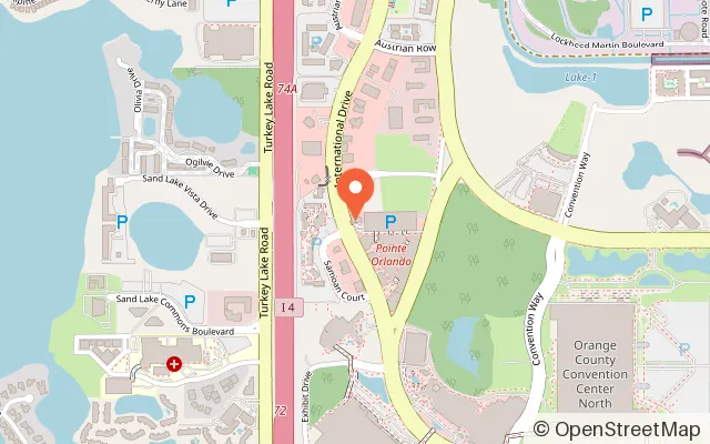 Map showing WonderWorks Orlando in Orlando, FL
