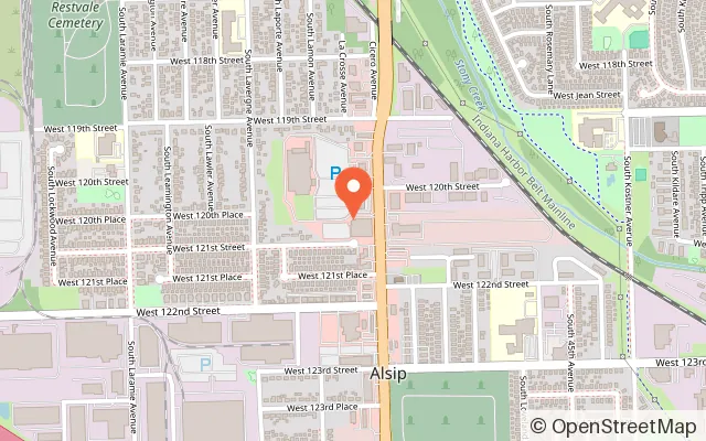 Map showing Sky Zone Trampoline Park in Alsip, IL
