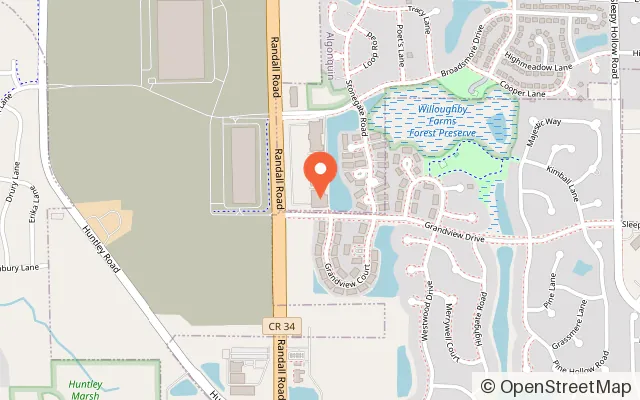 Map showing Sky Zone Trampoline Park in Algonquin, IL