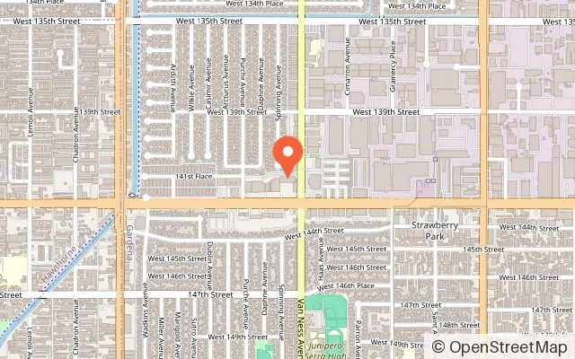 Map showing JUMPER'S JUNGLE FAMILY FUN CENTER in Gardena, CA