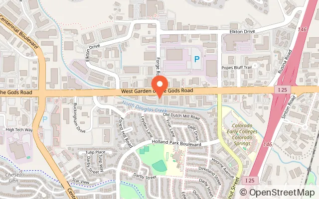 Map showing Level Up Virtual Reality in Colorado Springs, CO