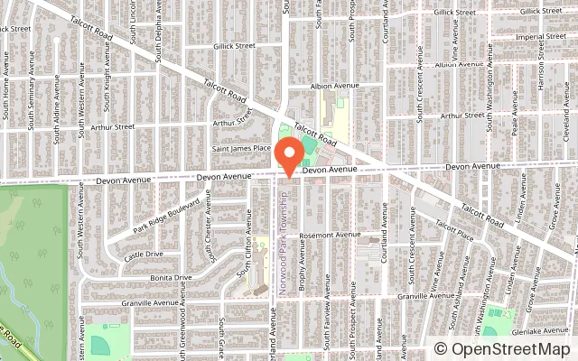 Map showing Sip n' Play in Park Ridge, IL