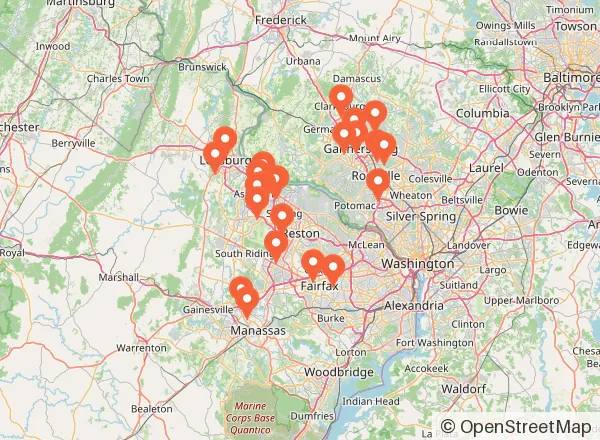 Map of 24 venues near Ashburn