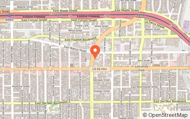 Map showing Wonderland 4 Kids Indoor Playground in Pasadena, CA