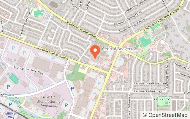 Map showing KingPins Family Entertainment Center in Beaverton, OR