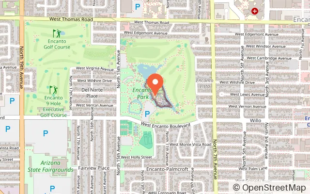 Map showing Enchanted Island Amusement Park in Phoenix, AZ