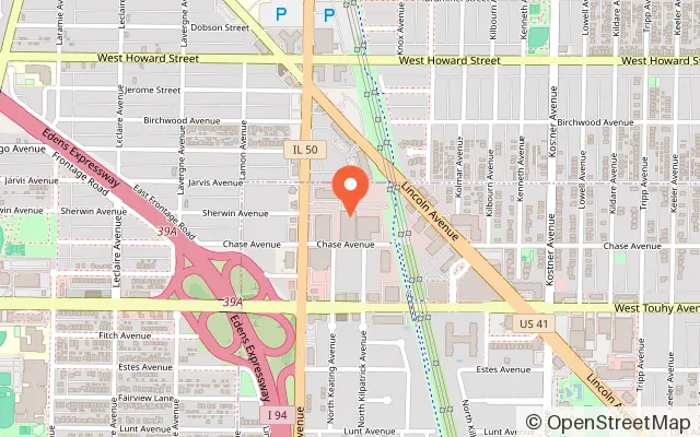Map showing American Heartland Ice Arena in Lincolnwood, IL