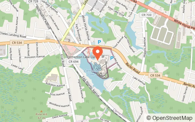 Map showing Clementon Park & Splash World in Clementon, NJ