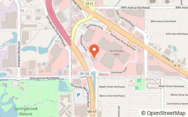 Map showing Sky Zone Trampoline Park in Blaine, MN