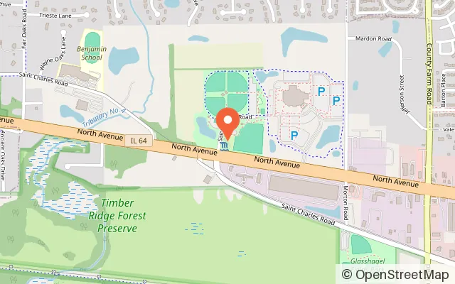 Map showing Coyote Crossing Mini Golf in West Chicago, IL