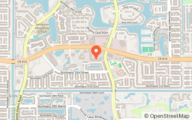 Map showing Arcade Zone Fun Park in Sunrise, FL