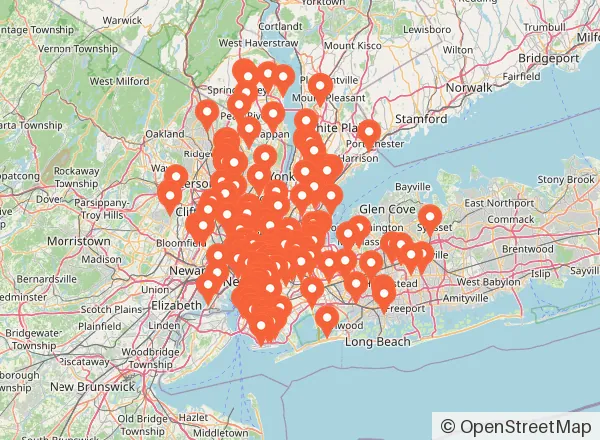 Map of 156 venues near Bronx