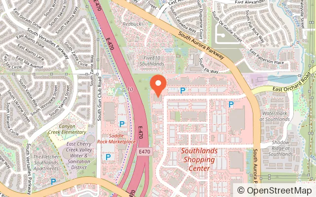 Map showing Slick City Action Park in Aurora, CO