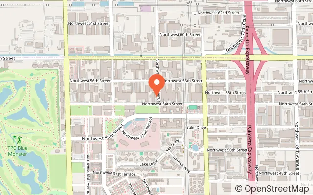 Map showing Sky Zone Trampoline Park in Doral, FL
