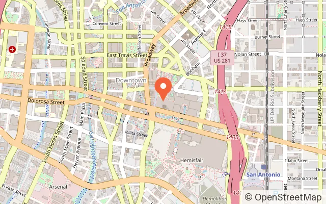 Map showing Dave & Buster's San Antonio - Rivercenter in San Antonio, TX