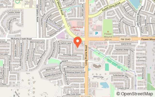 Map showing Jungle Castle in Flower Mound, TX