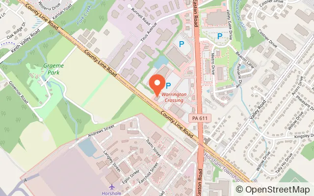 Map showing The Game Is Afoot Arcade in Warrington, PA