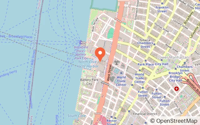 Map showing The Rink at Brookfield Place with Gregory & Petukhov in New York, NY