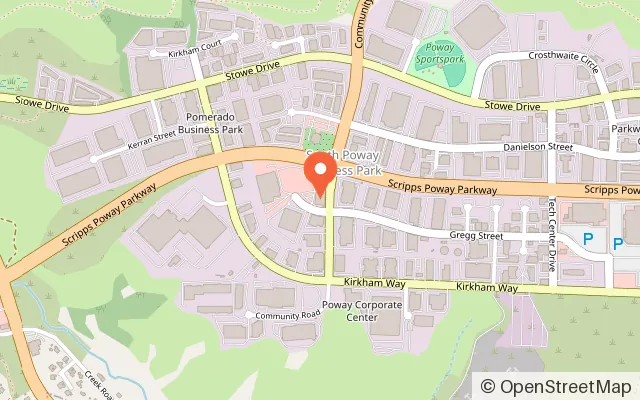 Map showing City Fun Center in Poway, CA