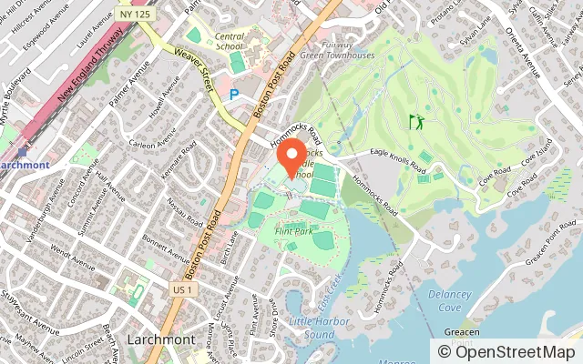 Map showing Hommocks Park Ice Rink in Larchmont, NY