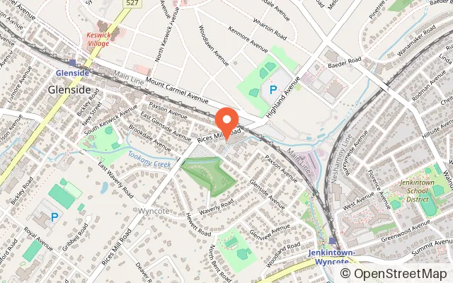 Map showing Philadelphia Rock Gyms - Wyncote in Wyncote, PA