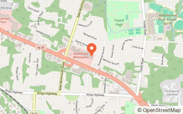 Map showing Chuck E. Cheese in Middletown Township, NJ