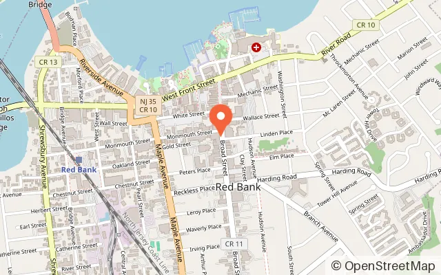 Map showing YESTERcades of Red Bank in Red Bank, NJ