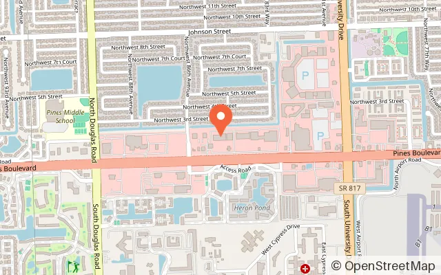 Map showing Chuck E. Cheese in Pembroke Pines, FL
