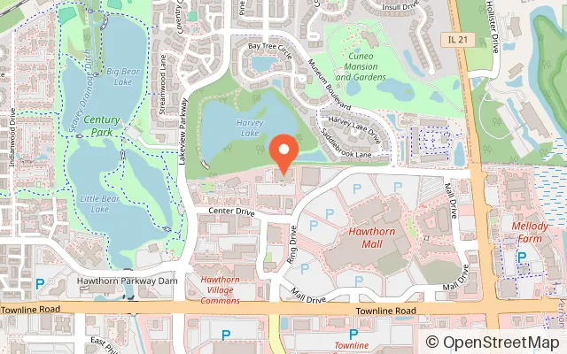 Map showing Bowlero Vernon Hills in Vernon Hills, IL
