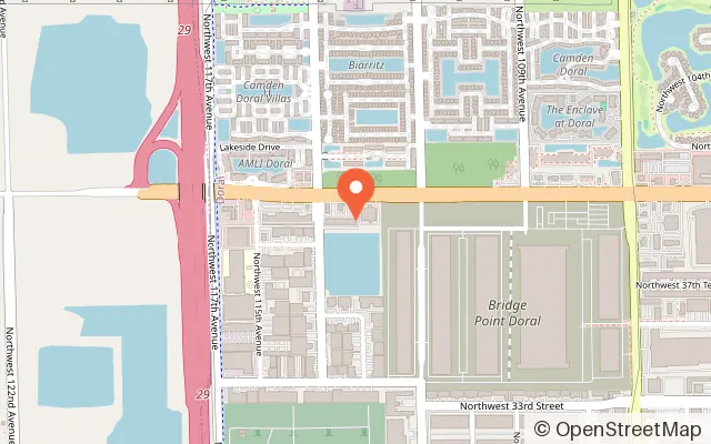Map showing Minitown Party in Doral, FL