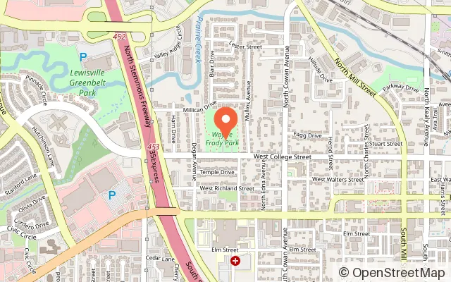 Map showing Old Town Splash Park in Lewisville, TX