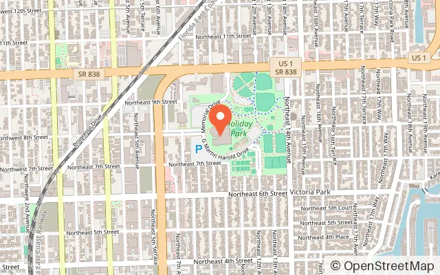 Map showing Baptist Health IcePlex in Fort Lauderdale, FL